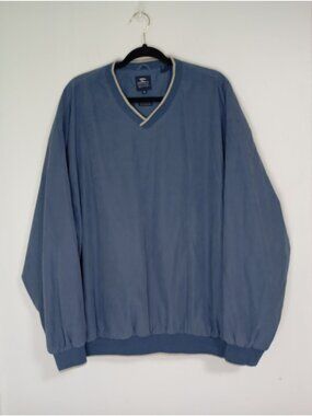 Pebble Beach Windbreaker Pullover XL Water & Wind Resistant V-Neck Blue